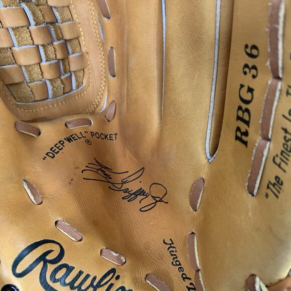 RAWLINGS KEN GRIFFEY JR RBG36 RIGHT-HANDED THROW 12½ “ BASKET-WEB BALL GLOVE - Picture 8 of 9